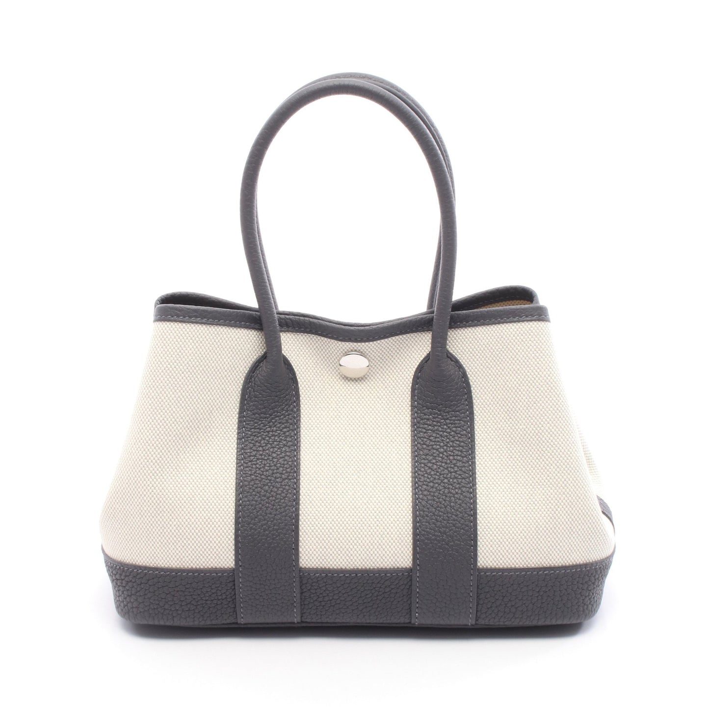 ネオガーデン23 ハンドバッグ トワルアッシュ レザー ベージュ グレー シルバー金具 K刻印 エルメス バッグ HERMES
