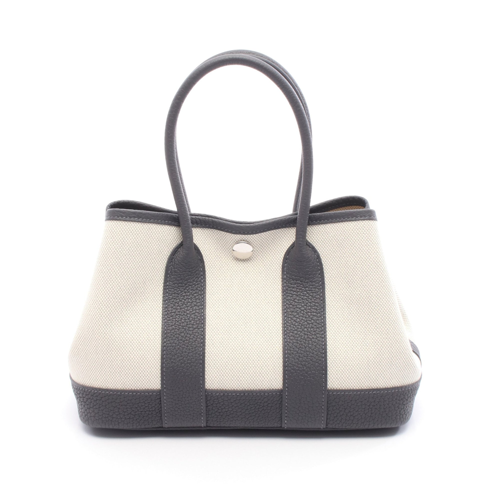 ネオガーデン23 ハンドバッグ トワルアッシュ レザー ベージュ グレー シルバー金具 K刻印 エルメス バッグ HERMES
