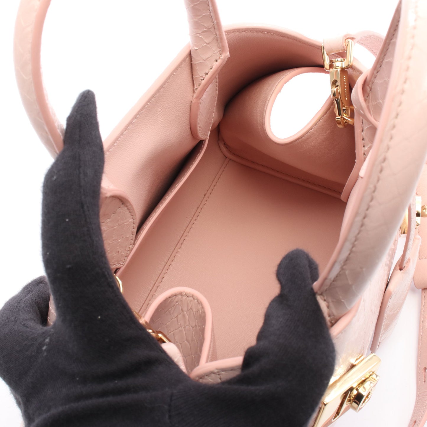 HUG ハグ ミニ ハンドバッグ パイソン ピンク 2WAY サルヴァトーレフェラガモ バッグ Salvatore Ferragamo