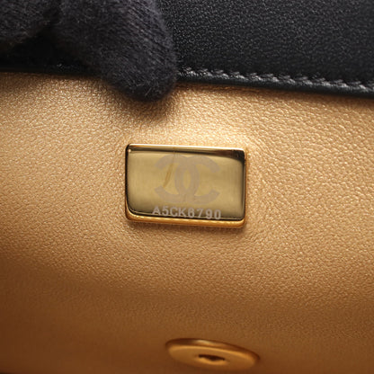 ミニフラップバッグ マトラッセ チェーンショルダーバッグ レザー ブラック ゴールド金具 シャネル バッグ CHANEL