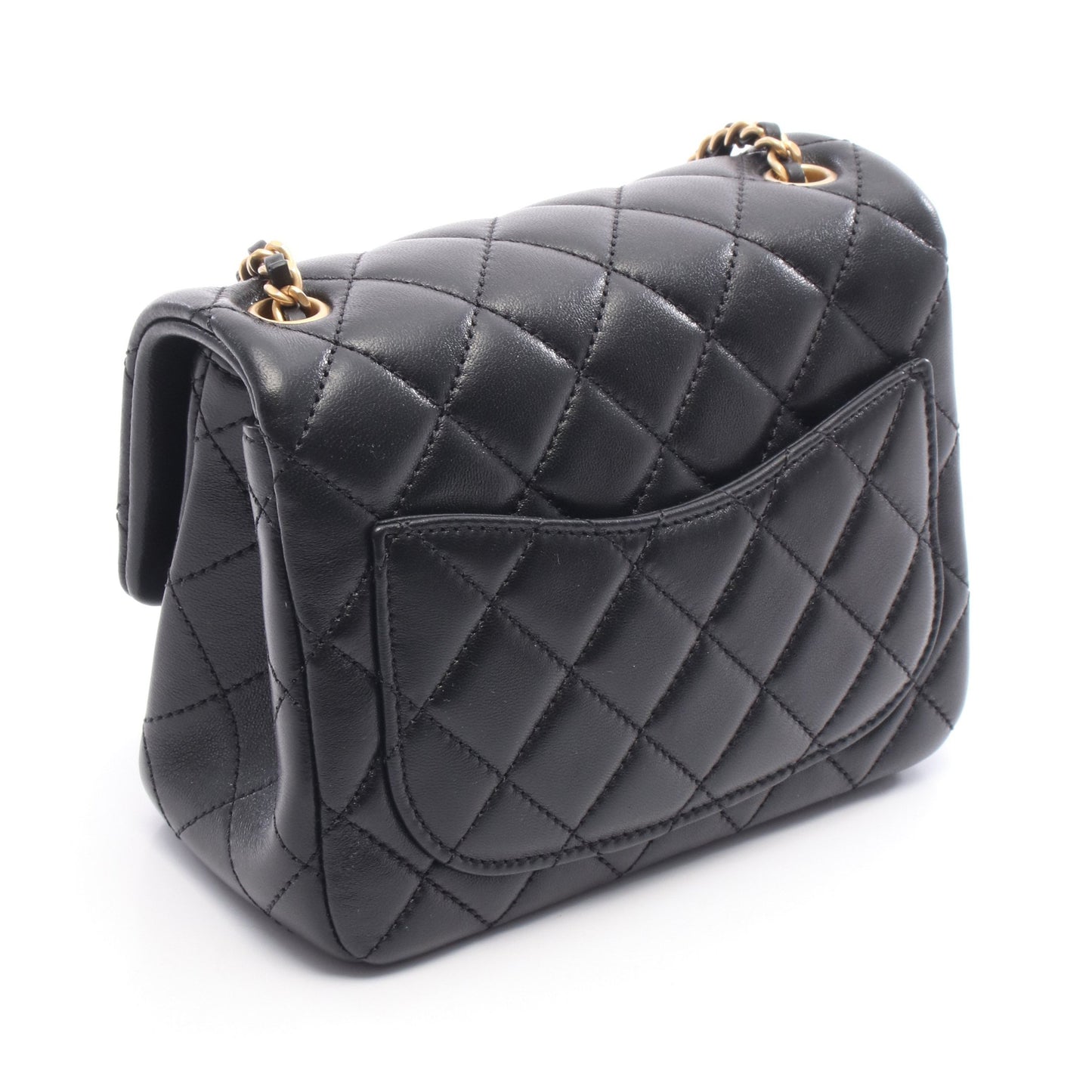 ミニフラップバッグ マトラッセ チェーンショルダーバッグ レザー ブラック ゴールド金具 シャネル バッグ CHANEL