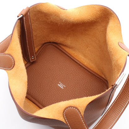 ピコタンロックPM ゴールド ハンドバッグ トリヨンクレマンス ブラウン シルバー金具 K刻印 エルメス バッグ HERMES
