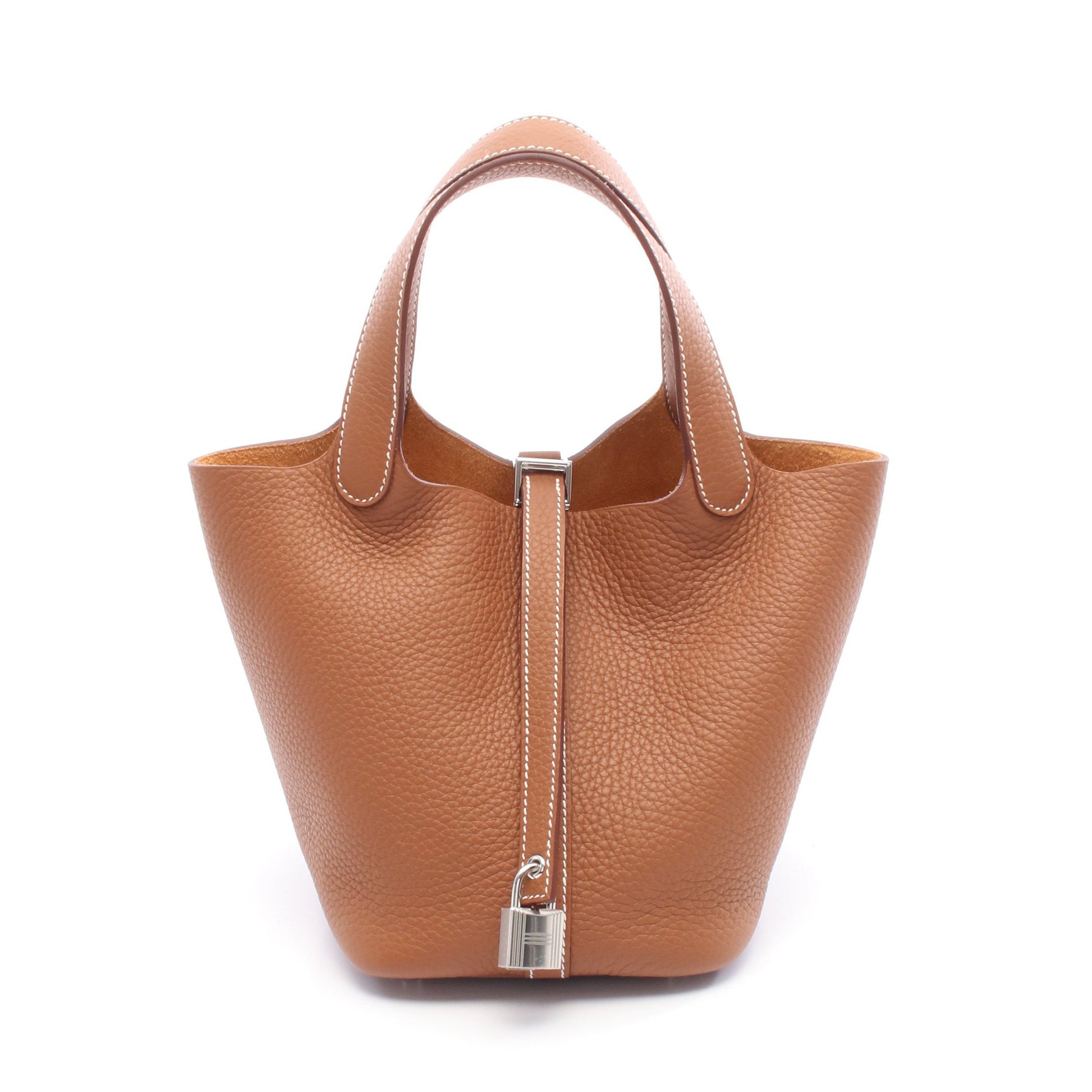 ピコタンロックPM ゴールド ハンドバッグ トリヨンクレマンス ブラウン シルバー金具 K刻印 エルメス バッグ HERMES