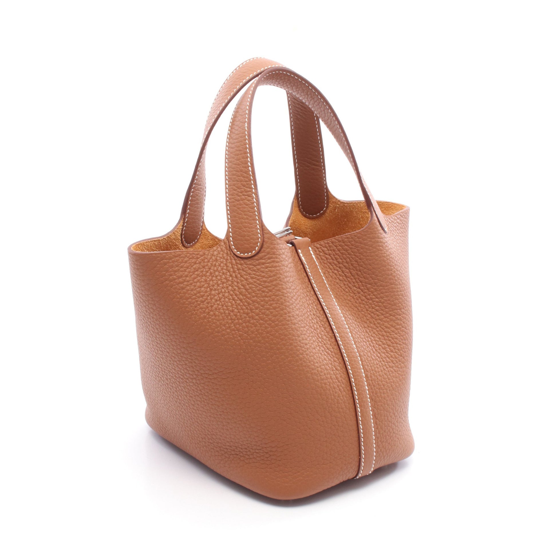 ピコタンロックPM ゴールド ハンドバッグ トリヨンクレマンス ブラウン シルバー金具 K刻印 エルメス バッグ HERMES