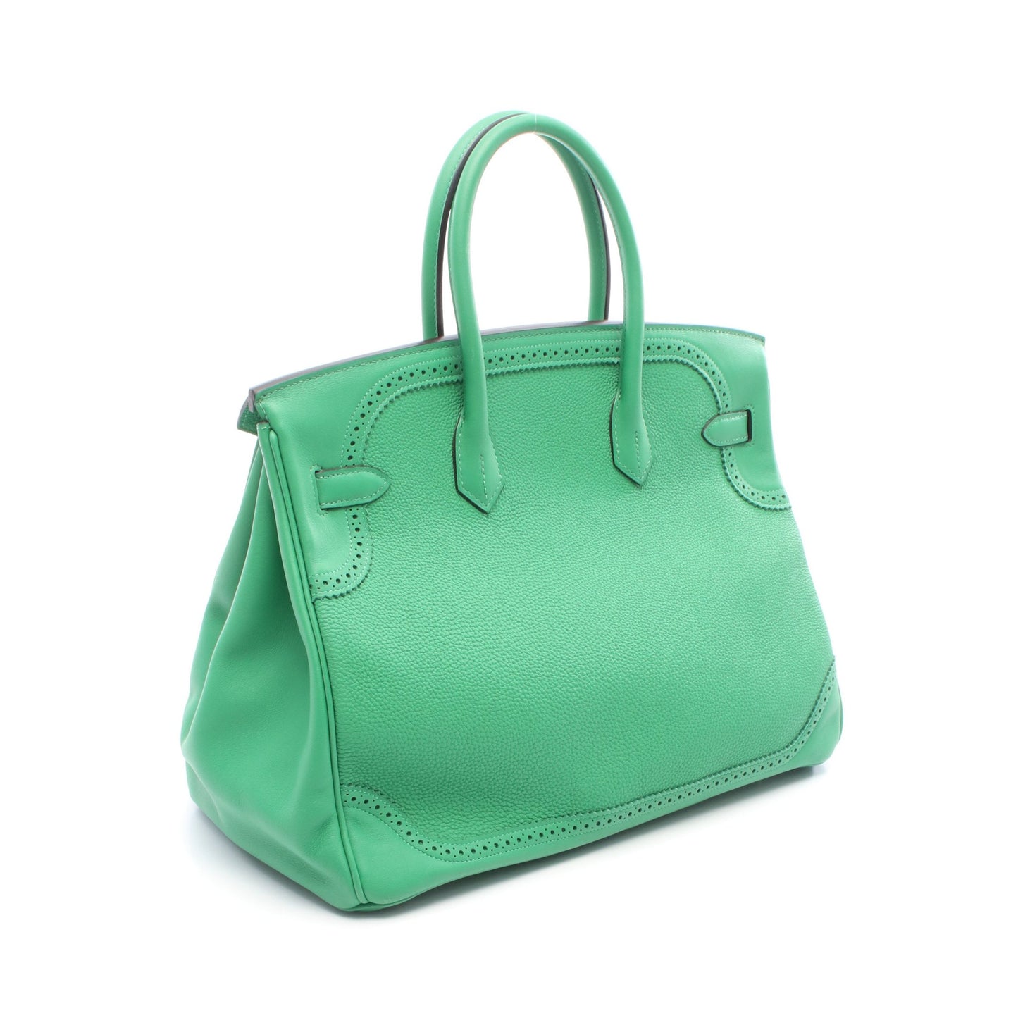 バーキン35 ギリーズ バンブー ハンドバッグ トゴ グリーン シルバー金具 T刻印 エルメス バッグ HERMES