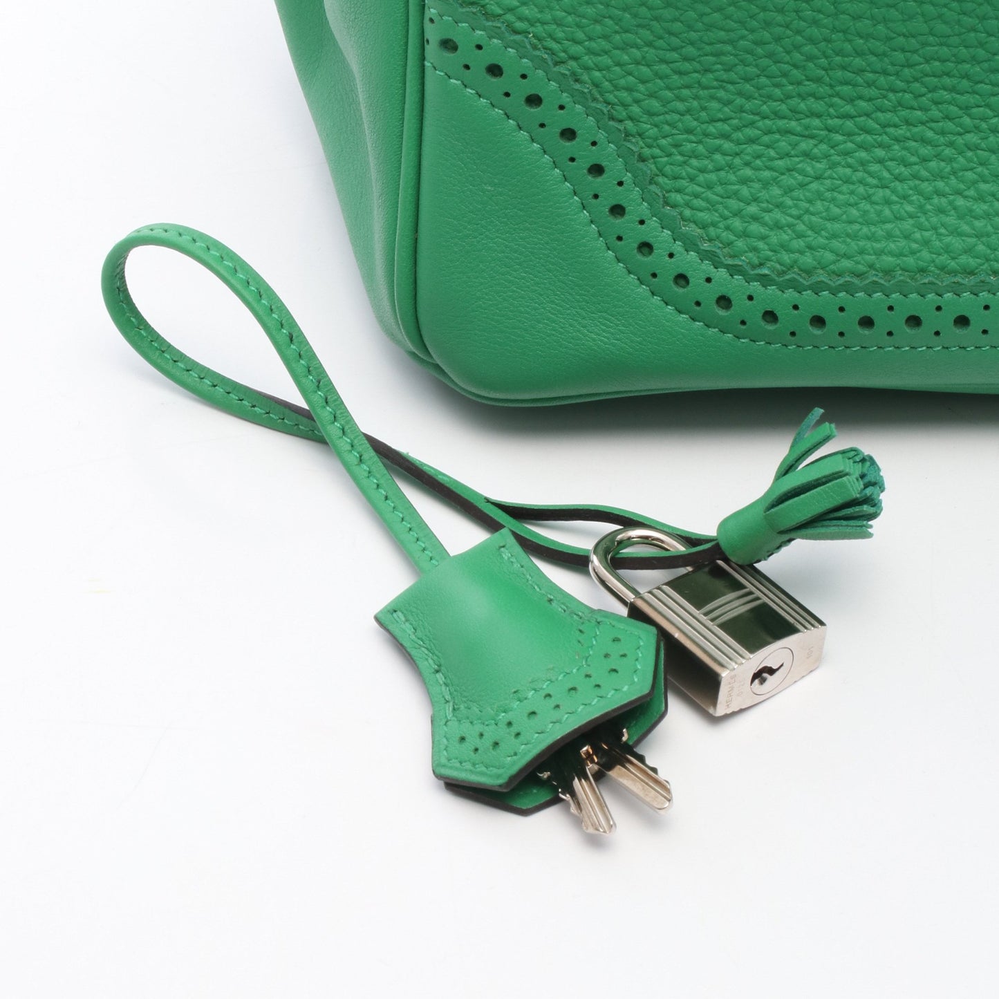バーキン35 ギリーズ バンブー ハンドバッグ トゴ グリーン シルバー金具 T刻印 エルメス バッグ HERMES