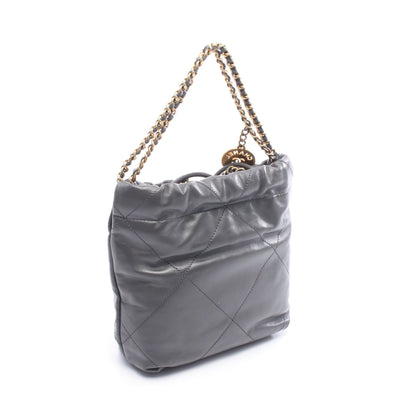 CHANEL 22 ミニ チェーンショルダーバッグ レザー グレー ゴールド金具 シャネル バッグ CHANEL
