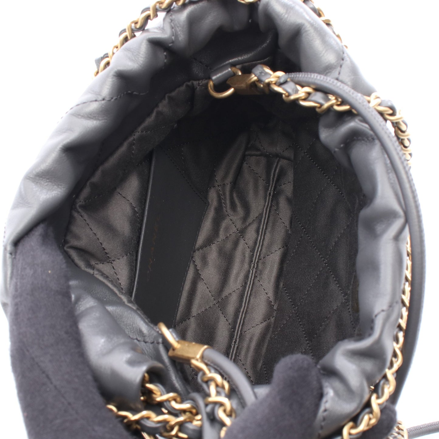 CHANEL 22 ミニ チェーンショルダーバッグ レザー グレー ゴールド金具 シャネル バッグ CHANEL
