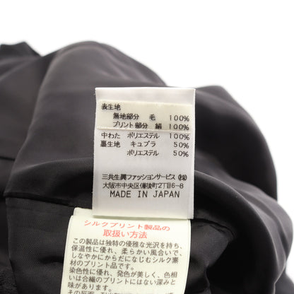 ジャケット ボタニカル柄 ウール シルク ブラック マルチカラー キルティング切替 レオナールファッション アウター LEONARD FASHION