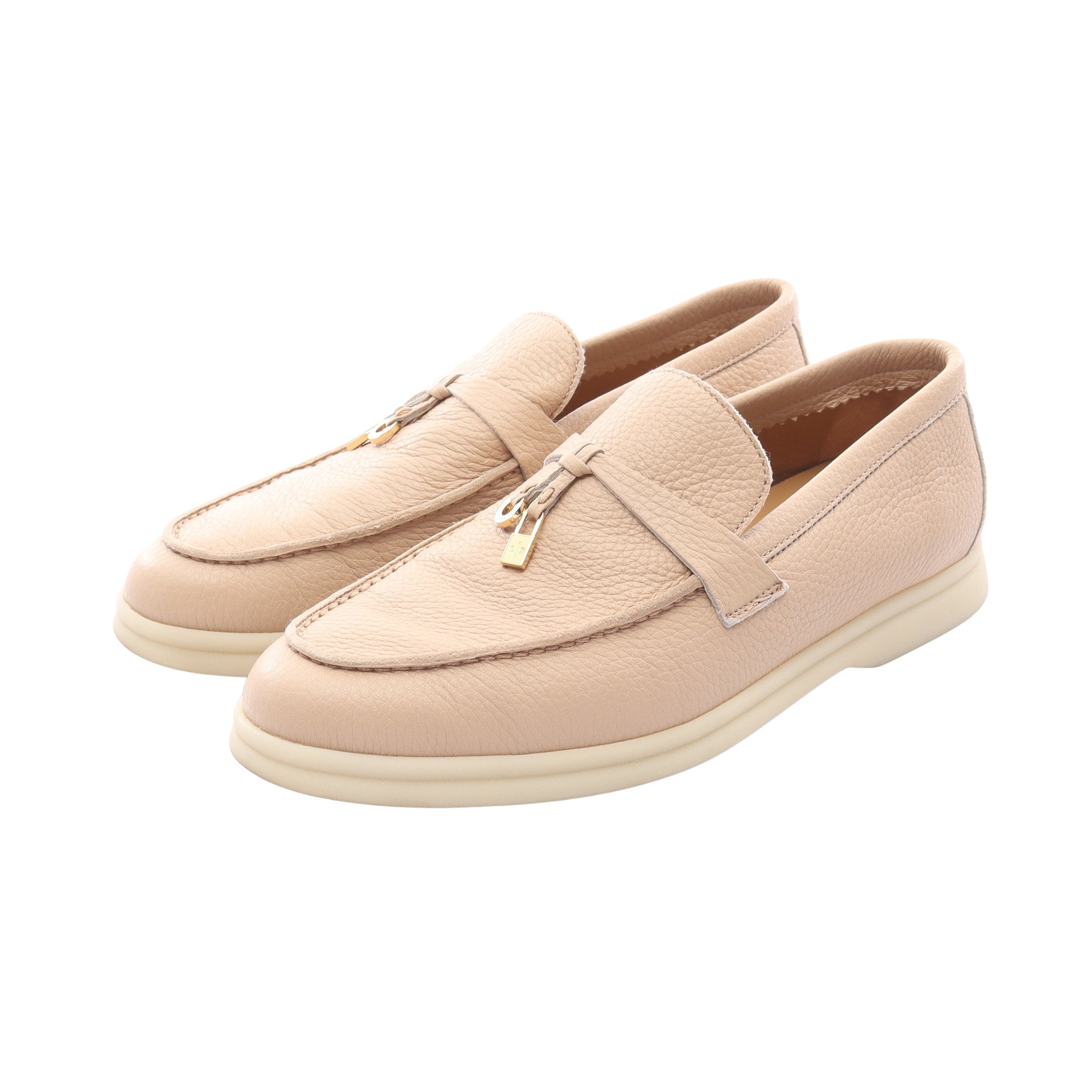 未使用 ロロピアーナ　サマーチャームウォーク ピンク スエード ローファー 未使用 ロロピアーナ サマーチャームウォーク ピンク スエード