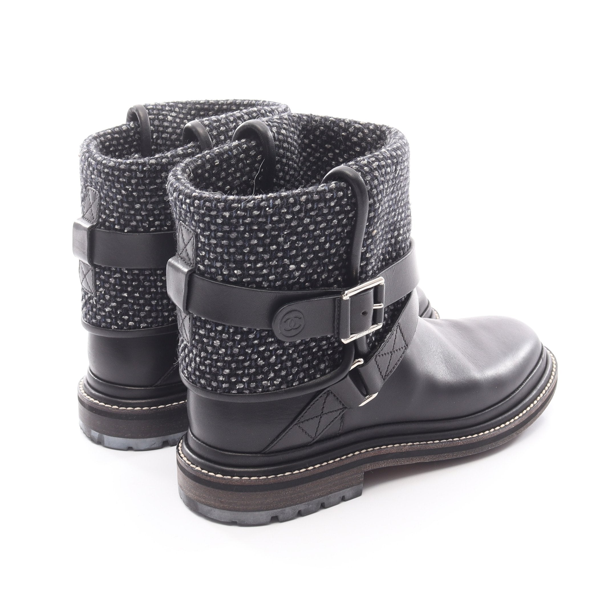 ココマーク エンジニアブーツ ツイード レザー ブラック シャネル – RECLO