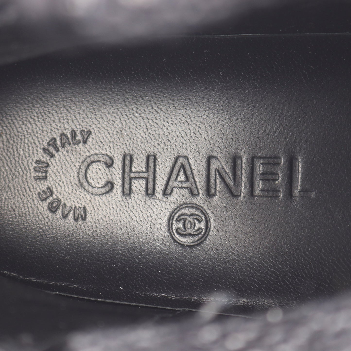 ココマーク エンジニアブーツ ツイード レザー ブラック シャネル シューズ CHANEL