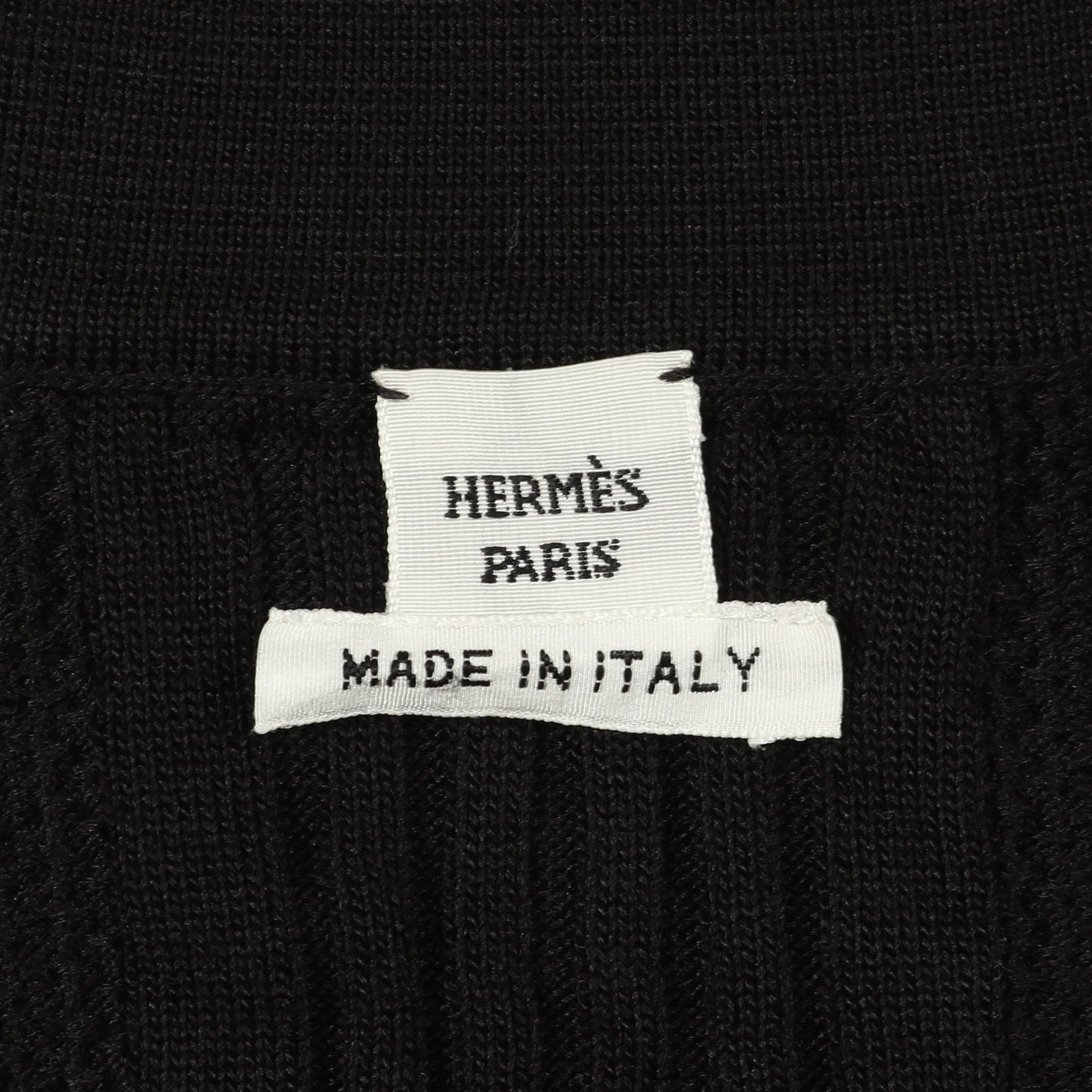 ニット 半袖 シルク コットン ブラック 襟付き エルメス トップス HERMES