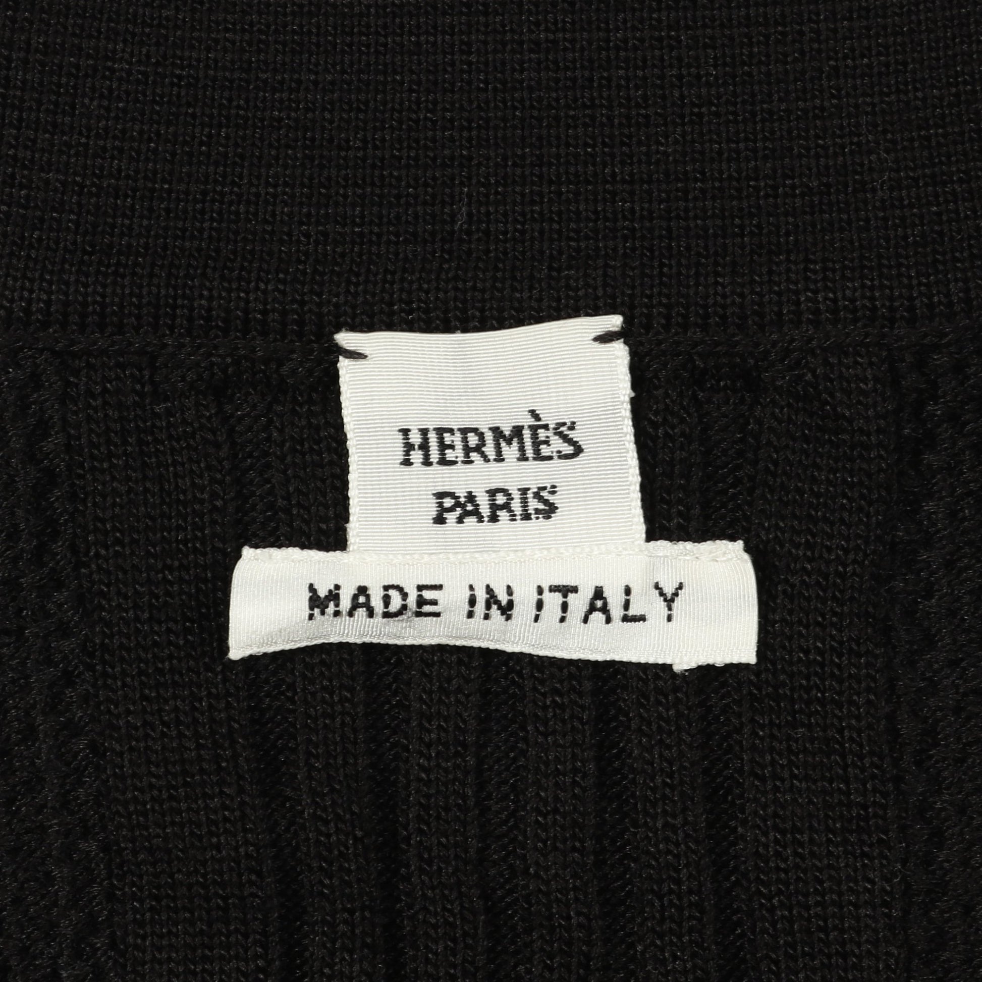 ニット 半袖 シルク コットン ブラック 襟付き エルメス トップス HERMES
