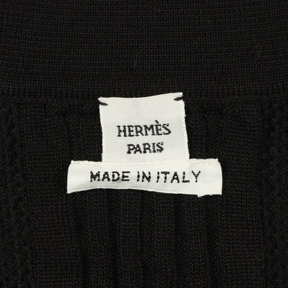 ニット 半袖 シルク コットン ブラック 襟付き エルメス トップス HERMES