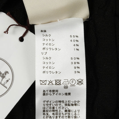 ニット 半袖 シルク コットン ブラック 襟付き エルメス トップス HERMES