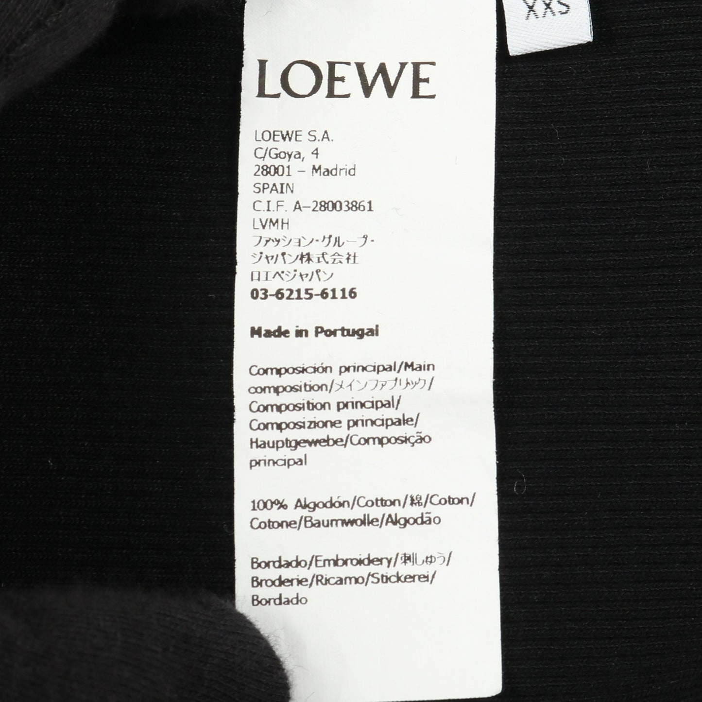 アナグラム Tシャツ クルーネック 長袖 コットン ブラック ロエベ トップス LOEWE