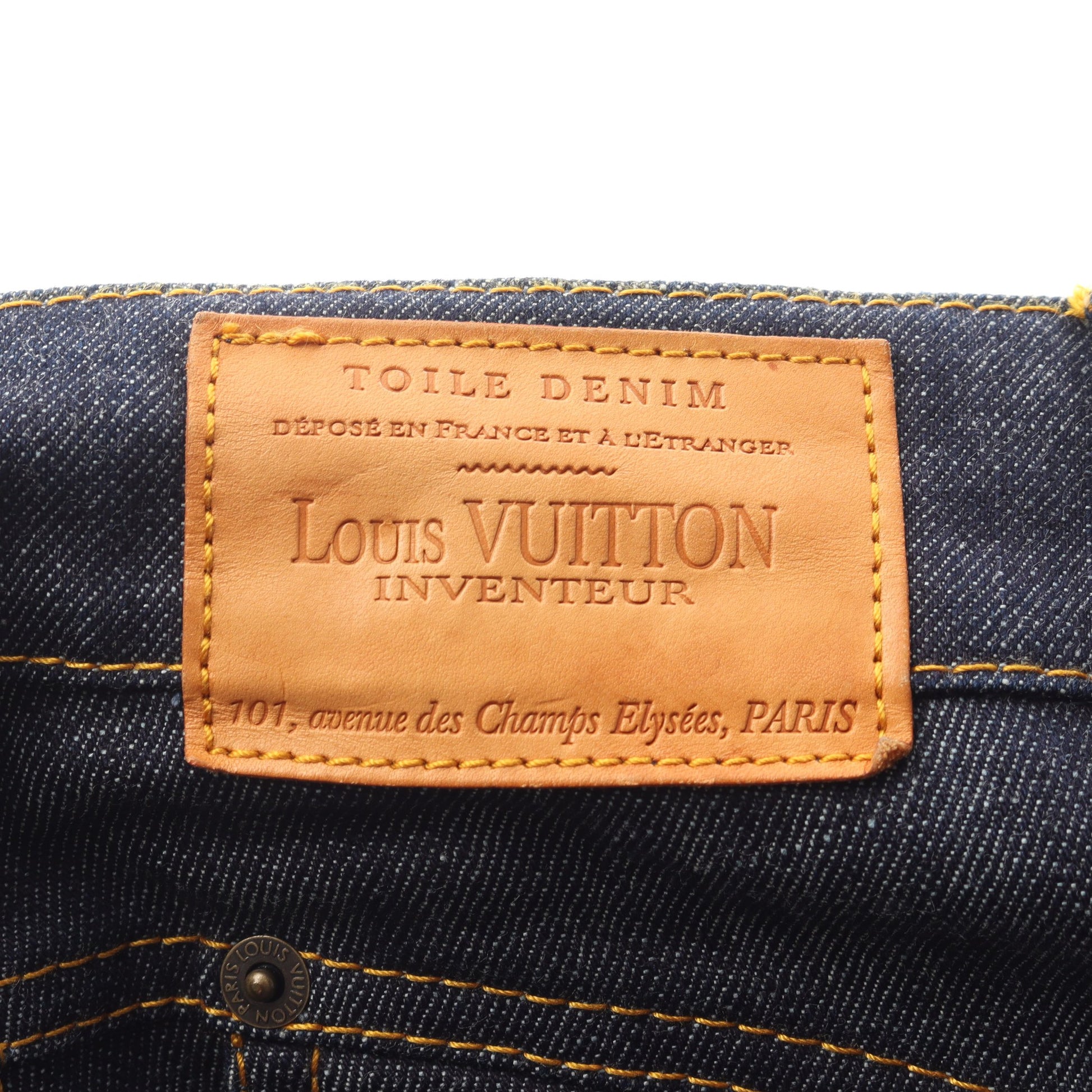 デニムパンツ コットン インディゴブルー ルイヴィトン ボトムス LOUIS VUITTON