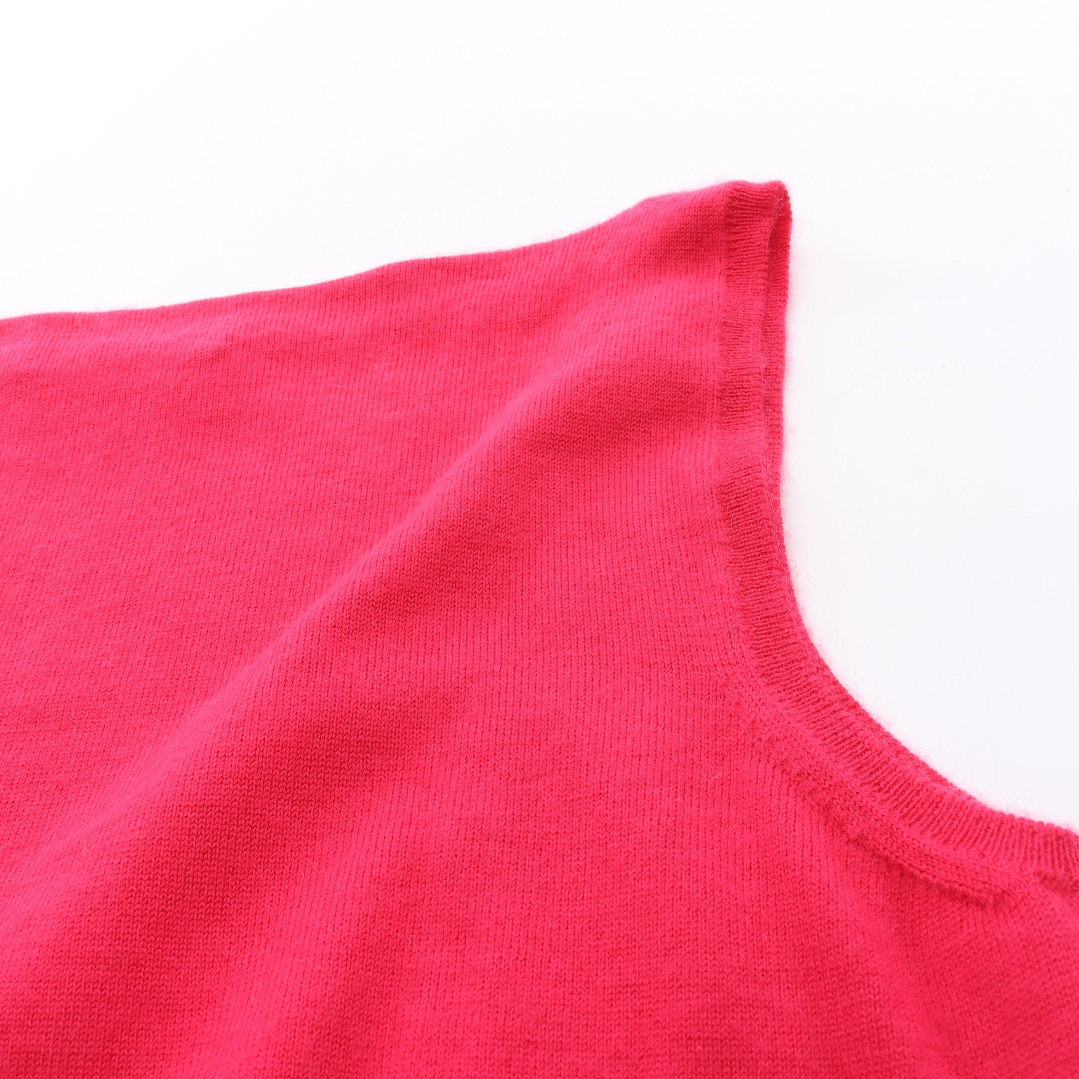 ハーフジップ ニット Vネック ノースリーブ カシミヤ ピンクパープル