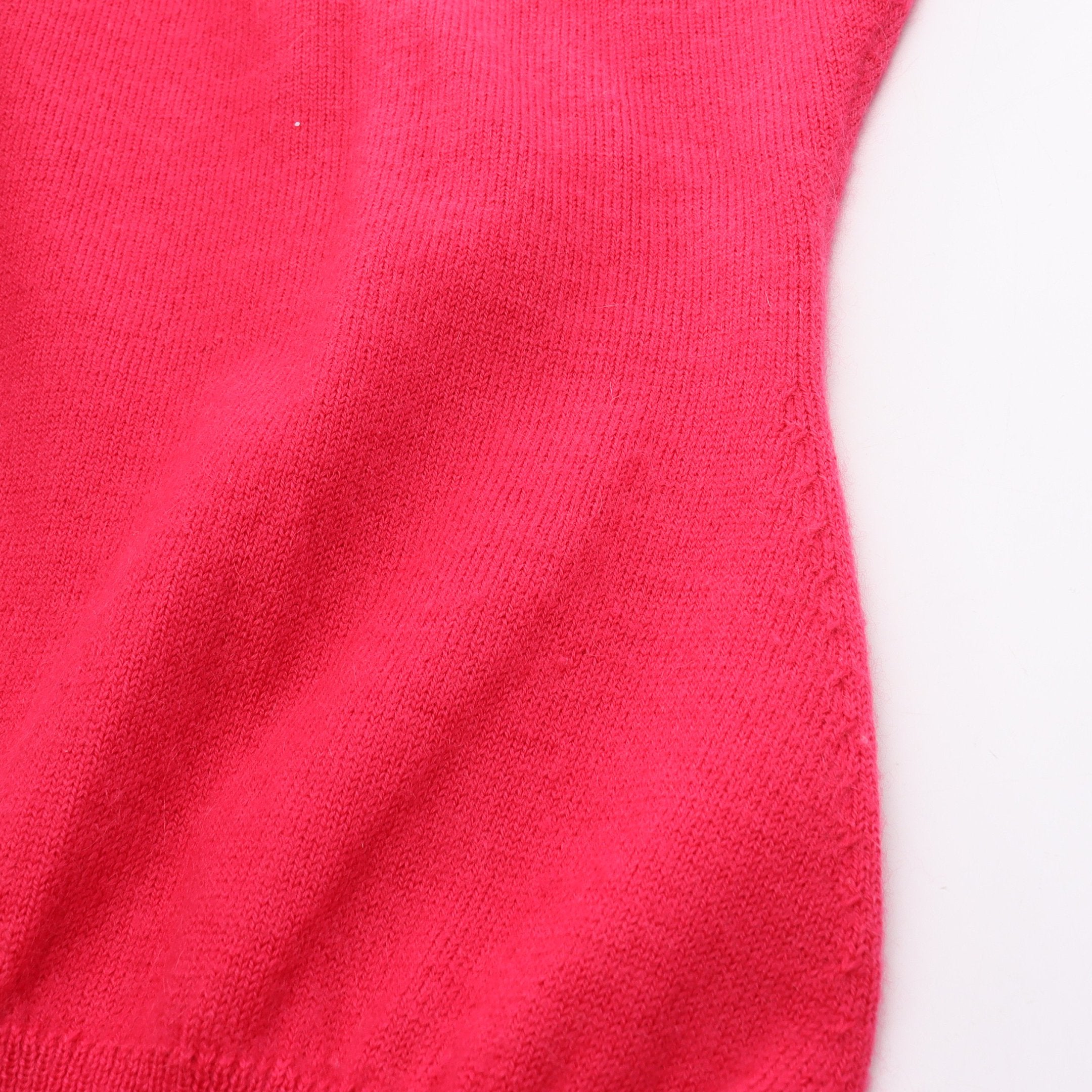 ハーフジップ ニット Vネック ノースリーブ カシミヤ ピンクパープル