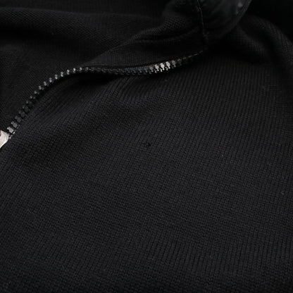 ニットパーカー カーディガン ウール ナイロン ブラック ダウン切替 フード付き モンクレール トップス MONCLER