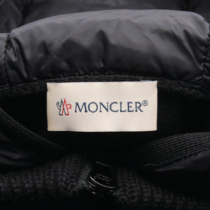 ニットパーカー カーディガン ウール ナイロン ブラック ダウン切替 フード付き モンクレール トップス MONCLER