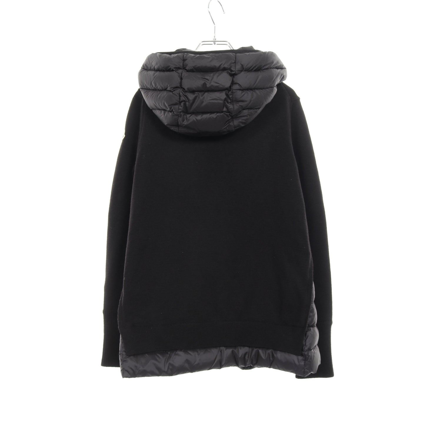 ニットパーカー カーディガン ウール ナイロン ブラック ダウン切替 フード付き モンクレール トップス MONCLER