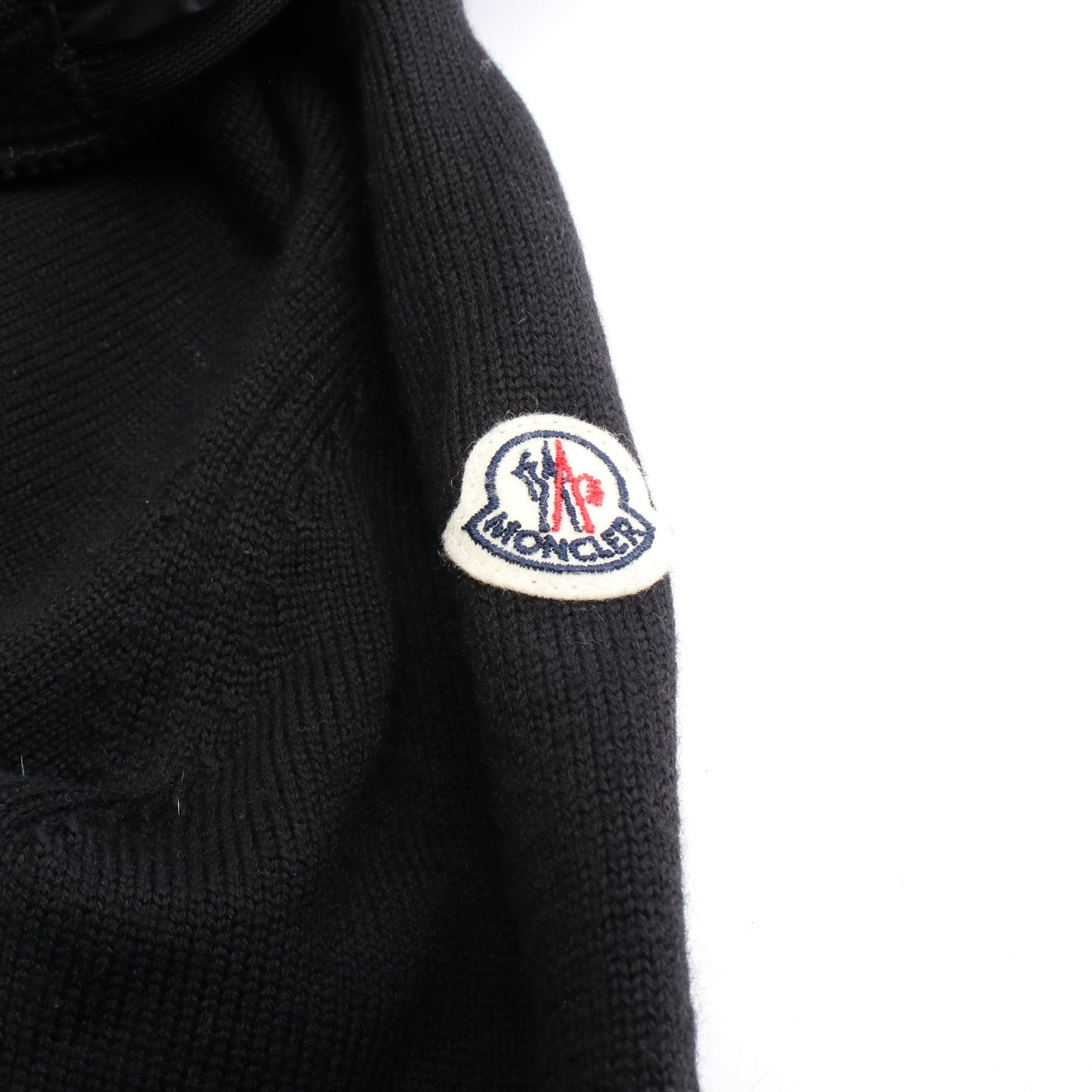 ニットパーカー カーディガン ウール ナイロン ブラック ダウン切替 フード付き モンクレール トップス MONCLER