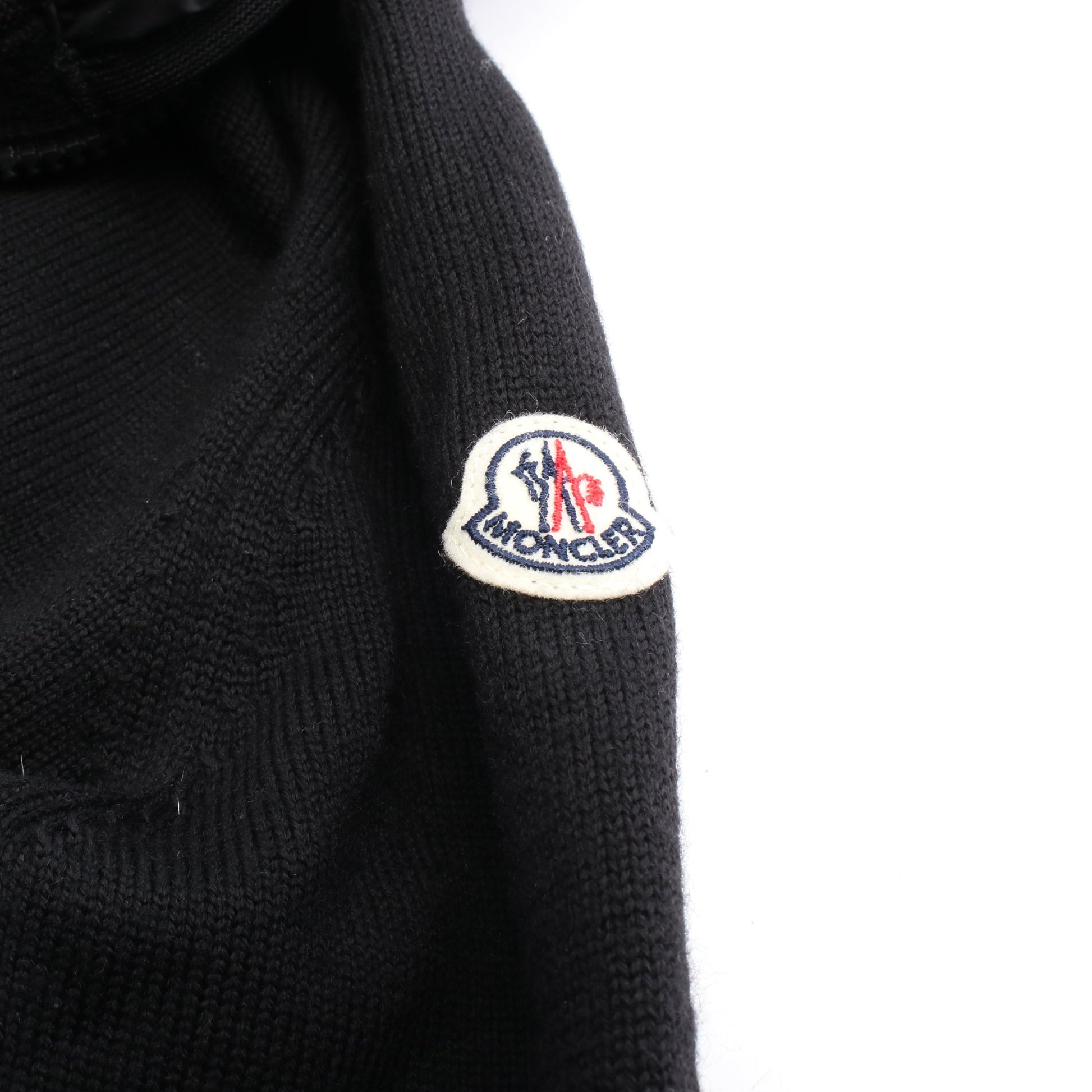 ニットパーカー カーディガン ウール ナイロン ブラック ダウン切替 フード付き モンクレール トップス MONCLER