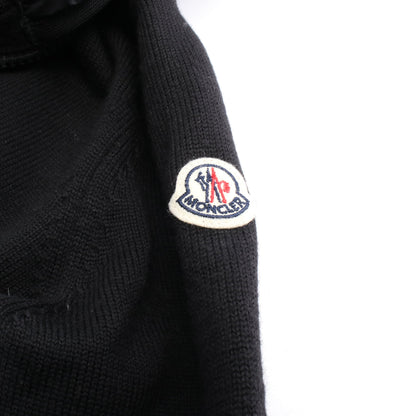 ニットパーカー カーディガン ウール ナイロン ブラック ダウン切替 フード付き モンクレール トップス MONCLER