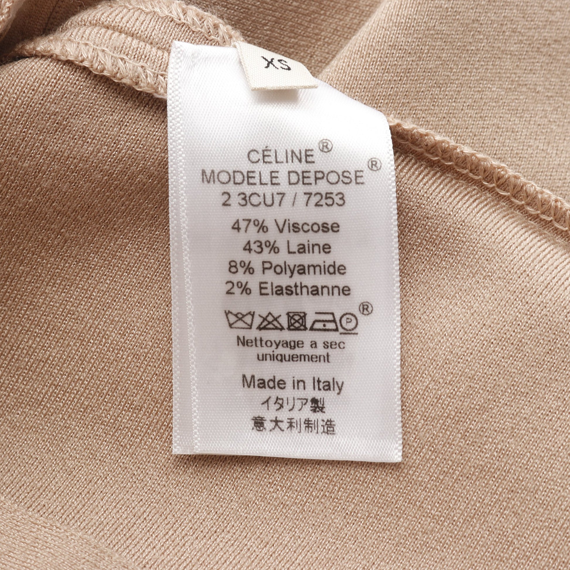 ニット ハイネック バックジップ レーヨン ウール ピンクベージュ セリーヌ トップス CELINE