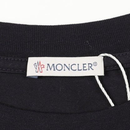 Tシャツ クルーネック 半袖 ロゴプリント コットン ネイビー モンクレール トップス MONCLER