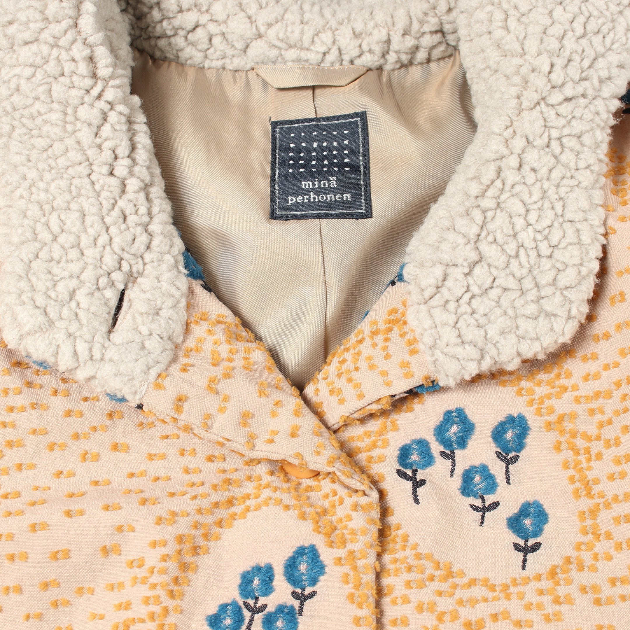 ballade ダウンコート 花柄 ウール コットン シルク ベージュ オレンジ