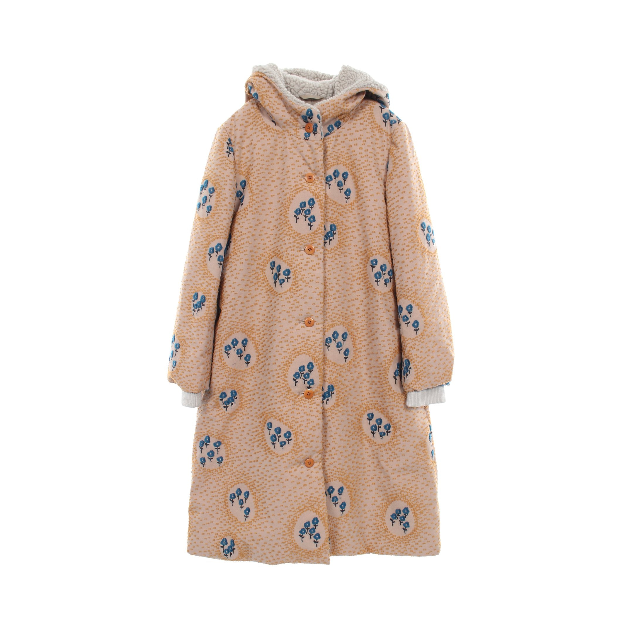 ballade ダウンコート 花柄 ウール コットン シルク ベージュ オレンジ