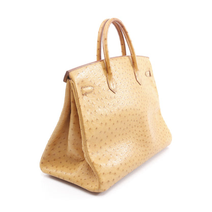 バーキン40 ナチュラル ハンドバッグ オーストリッチ ベージュ ゴールド金具 □B刻印 エルメス バッグ HERMES