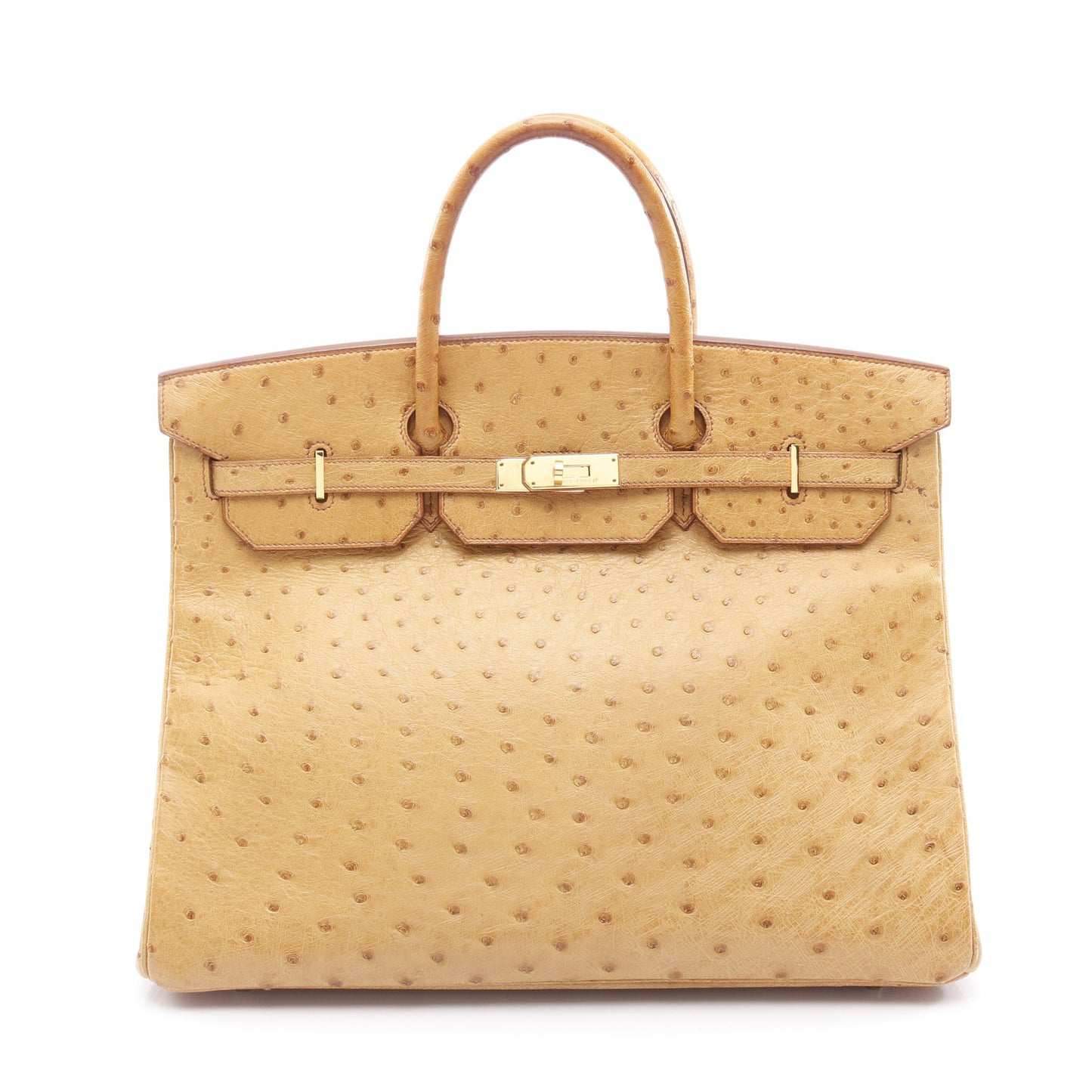 バーキン40 ナチュラル ハンドバッグ オーストリッチ ベージュ ゴールド金具 □B刻印 エルメス バッグ HERMES