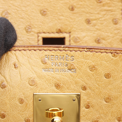 バーキン40 ナチュラル ハンドバッグ オーストリッチ ベージュ ゴールド金具 □B刻印 エルメス バッグ HERMES