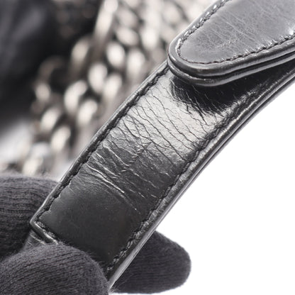 ボーイシャネル スモール チェーンショルダーバッグ レザー ブラック アンティークシルバー金具 シャネル バッグ CHANEL