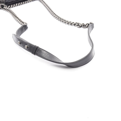 ボーイシャネル スモール チェーンショルダーバッグ レザー ブラック アンティークシルバー金具 シャネル バッグ CHANEL