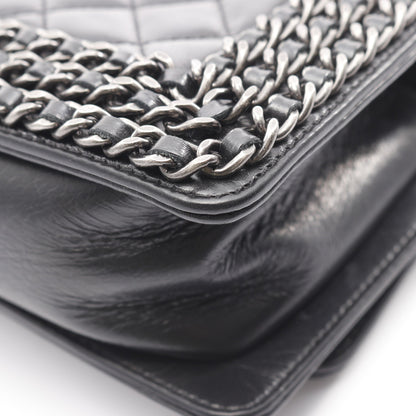 ボーイシャネル スモール チェーンショルダーバッグ レザー ブラック アンティークシルバー金具 シャネル バッグ CHANEL