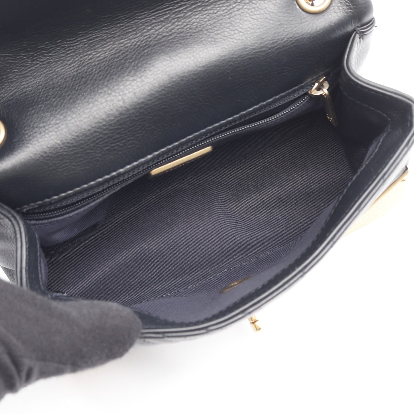 Vステッチ Wチェーンショルダーバッグ ラムスキン ブラック ゴールド金具 シャネル バッグ CHANEL