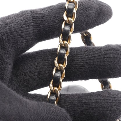 Vステッチ Wチェーンショルダーバッグ ラムスキン ブラック ゴールド金具 シャネル バッグ CHANEL