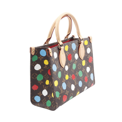 LOUIS VUITTON × yayoi kusama オンザゴーPM ハンドバッグ PVC レザー ブラウン マルチカラー 2WAY ルイヴィトン バッグ LOUIS VUITTON