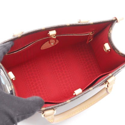 LOUIS VUITTON × yayoi kusama オンザゴーPM ハンドバッグ PVC レザー ブラウン マルチカラー 2WAY ルイヴィトン バッグ LOUIS VUITTON