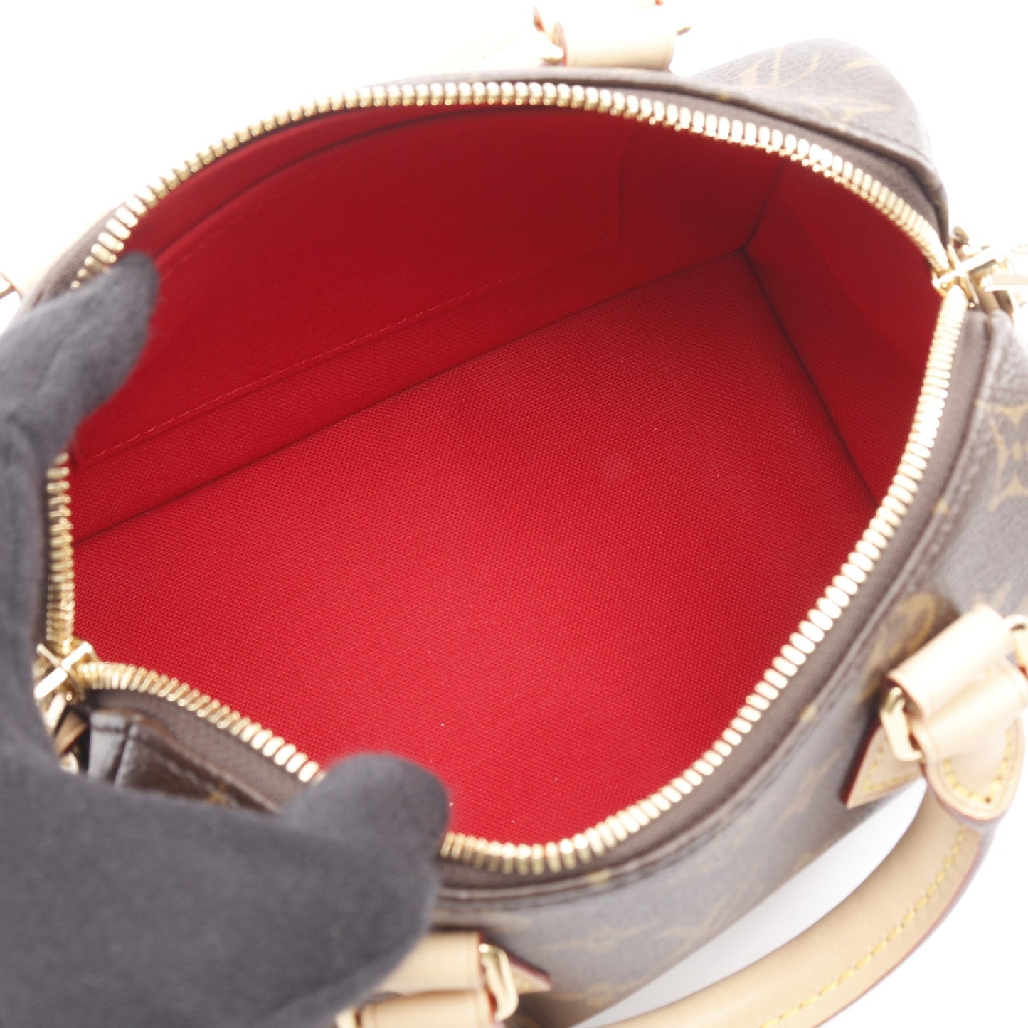 スピーディ バンドリエール 20 モノグラム ベージュ ハンドバッグ PVC レザー ブラウン 2WAY ルイヴィトン バッグ LOUIS VUITTON