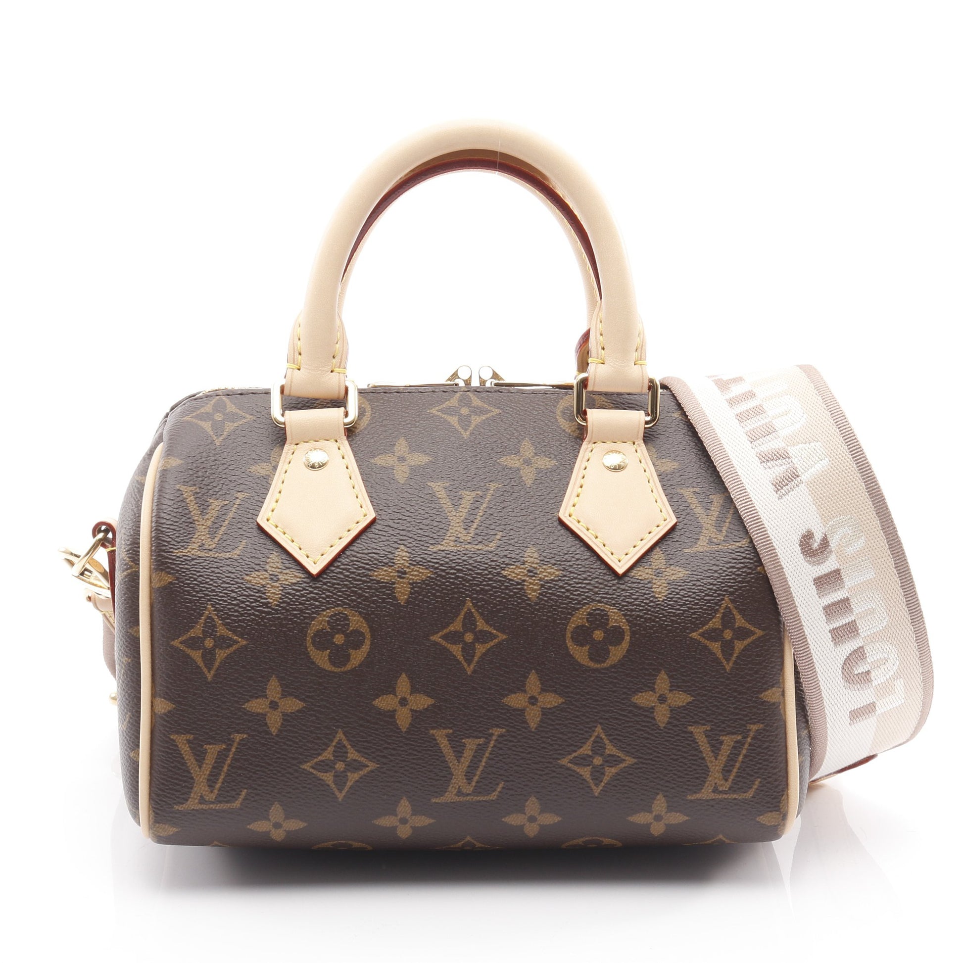 スピーディ バンドリエール 20 モノグラム ベージュ ハンドバッグ PVC レザー ブラウン 2WAY ルイヴィトン バッグ LOUIS VUITTON