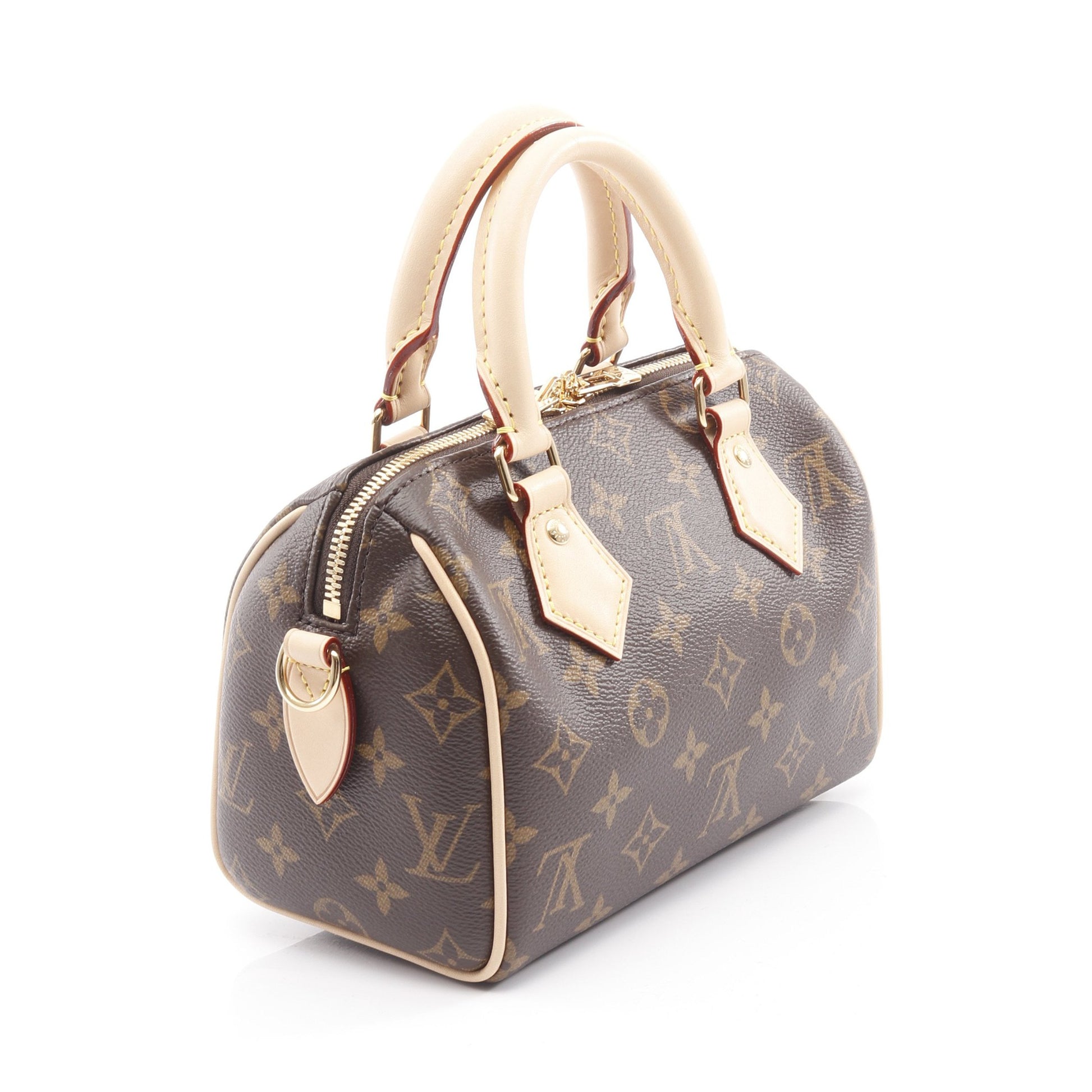 スピーディ バンドリエール 20 モノグラム ベージュ ハンドバッグ PVC レザー ブラウン 2WAY ルイヴィトン バッグ LOUIS VUITTON