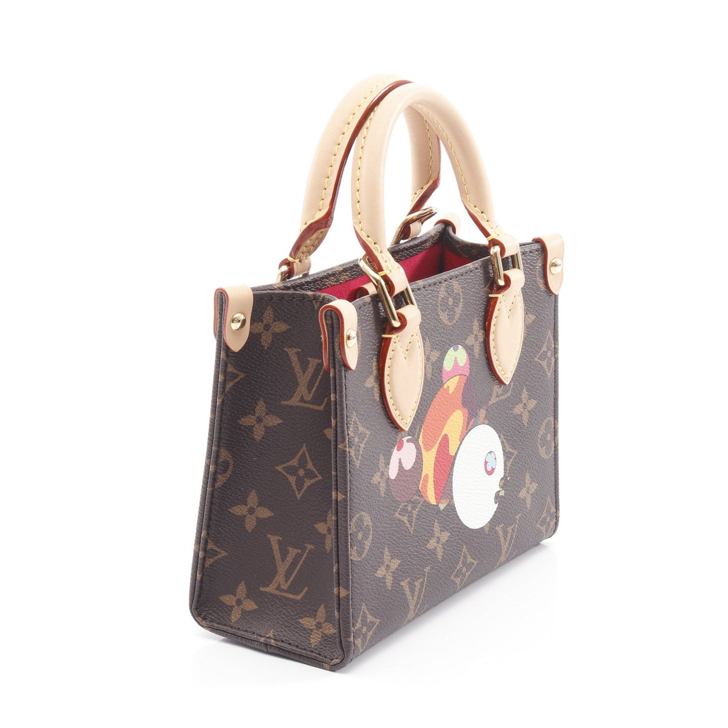 LOUIS VUITTON × 村上隆 LV × TM オンザゴー BB モノグラム ハンドバッグ PVC レザー ブラウン 2WAY ルイヴィトン バッグ LOUIS VUITTON