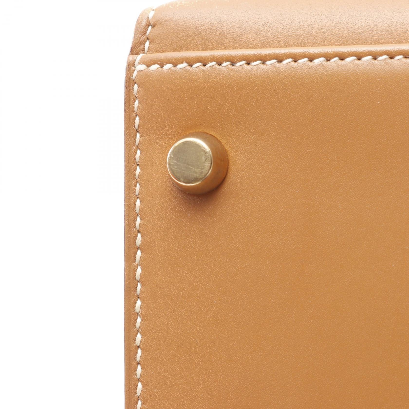 ケリー32 ナチュラル ハンドバッグ ヴォーシャモニー ベージュ ゴールド金具 2WAY 外縫い ○W刻印 エルメス バッグ HERMES