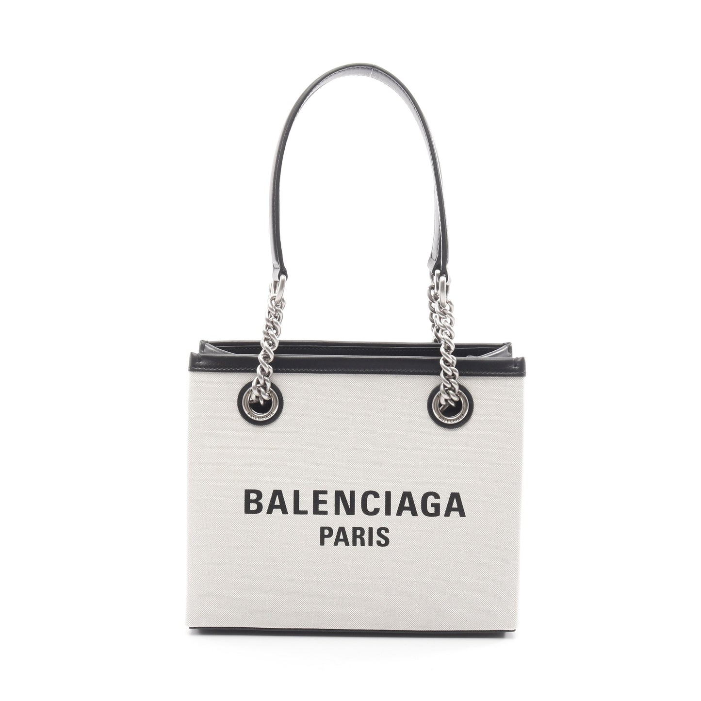 デューティー フリー スモール ショルダーバッグ トートバッグ キャンバス レザー アイボリー ブラック バレンシアガ バッグ BALENCIAGA